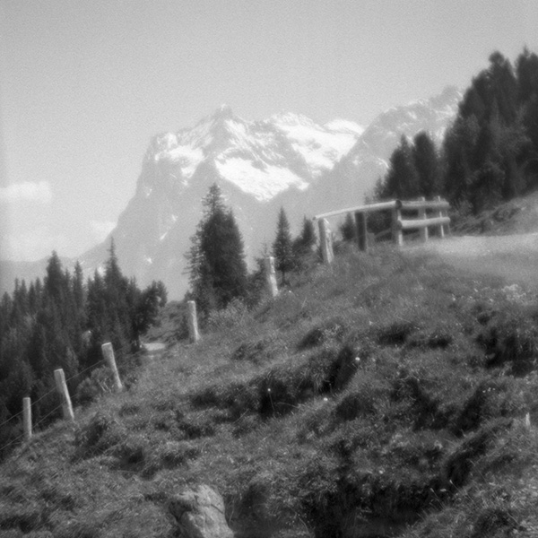 black and white photo of swiss mountains